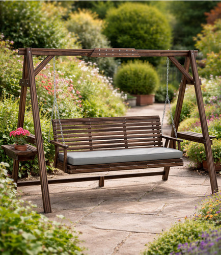 Rustic garden swing - swing, bench